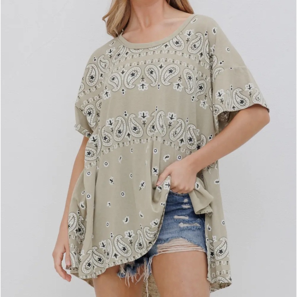 Bandana Print Shirt-Olive
